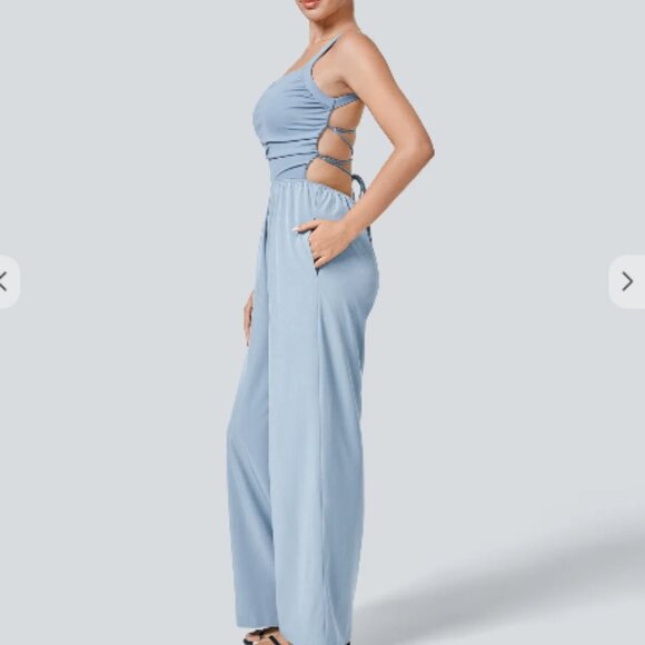 HALARA Breezeful™ Backless Crisscross Strappy Lace Up Jumpsuit NWT!  Sz L/14 - Picture 1 of 14